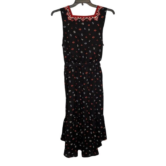Gap Black Sleeveless Floral Maxi Dress Embroidered Vneck Wimsygoth Boho size Med - Picture 2 of 10